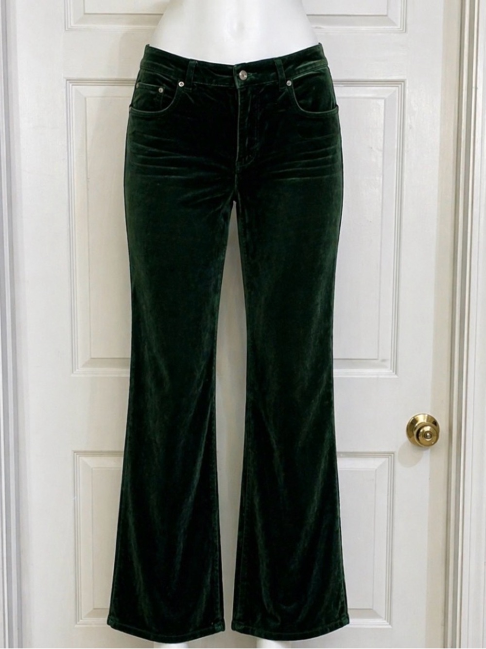 Pilcro Anthropolgie green Velvet Flared whisker Pants size 32